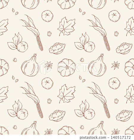 Autumn harvest pumpkin seamless pattern vector doodle background Autumn harvest pumpkin seamless pattern vector doodle background 140517172