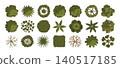 Architectural tree. Green trees top view. Silhouette various plants for landscape design and plans. Garden trees, bushes, shrubs for architectural entourage. Vector set 140517185