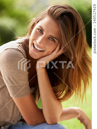 Portrait, woman and smile outdoor in grass, environment and summer to relax in garden, backyard and patio. Female person, gen z girl and happiness for warm weather at park, nature and field Portrait, woman and smile outdoor in grass, environment and summer to relax in garden, backyard and patio. Female person, gen z girl and happiness for warm weather at park, nature and field 140517429