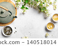 Green jasmine tea and flowers 140518014