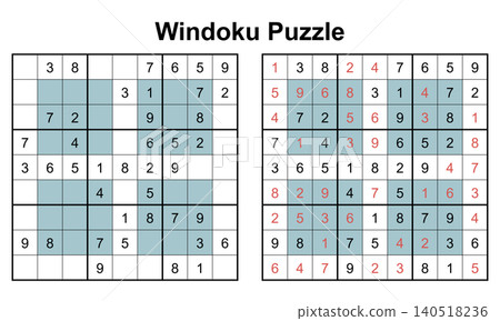 Windoku puzzle game 9x9 hyper sudoku worksheet with blue window regions and answer key png Windoku puzzle game 9x9 hyper sudoku worksheet with blue window regions and answer key png 140518236