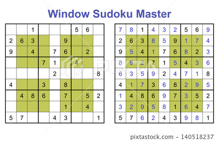 Window sudoku master 9x9 logic puzzle grid worksheet with yellow hyper regions and solution png Window sudoku master 9x9 logic puzzle grid worksheet with yellow hyper regions and solution png 140518237