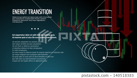Energy transition impacts oil sector showing market decline and financial shifts 140518383