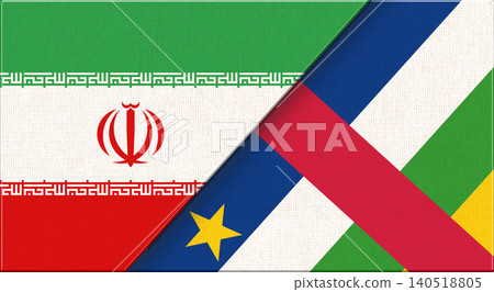 Double flag of Iran and Central African Republic on fabric texture 140518805