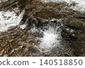 Small waterfall over mossy rocks in mountain stream 140518850