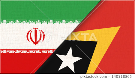 Double flag of Iran and East Timor on fabric texture. Two flags together. Double flag of Iran and East Timor on fabric texture. Two flags together. 140518865