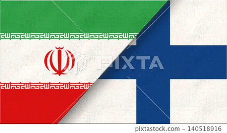 Double flag of Iran and Finland on fabric texture. Two flags together. Double flag of Iran and Finland on fabric texture. Two flags together. 140518916