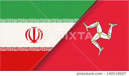 Double flag of Iran and Isle of Man on fabric texture. Double flag of Iran and Isle of Man on fabric texture. 140519007