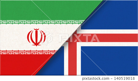 Double flag of Iran and Iceland on fabric texture. Iranian - Icelandic relations Double flag of Iran and Iceland on fabric texture. Iranian - Icelandic relations 140519018