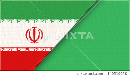 Double flag of Iran and Libya on fabric texture. Iranian and Libyan flag 140519038