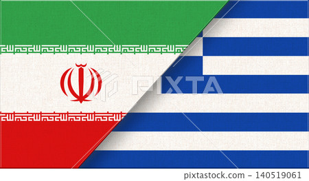 Double flag of Iran and Greece on fabric texture. Iranian and Greek flag Double flag of Iran and Greece on fabric texture. Iranian and Greek flag 140519061