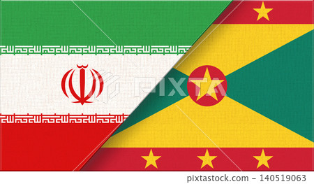 Double flag of Iran and Grenada on fabric texture. Iranian - Grenadian relations 140519063