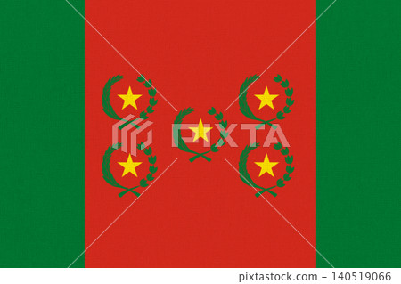 State flag of Bolivia 1825 1826 on fabric surface. Bolivian state flag 140519066