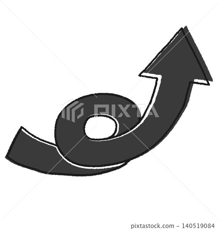 Off-print style swirling arrow icon; rising; growth image; hand-drawn line art; pop; black Off-print style swirling arrow icon; rising; growth image; hand-drawn line art; pop; black 140519084