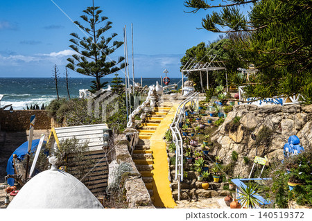 Matadouro beach in Ericeira, Portugal with beautiful touristic r Matadouro beach in Ericeira, Portugal with beautiful touristic r 140519372