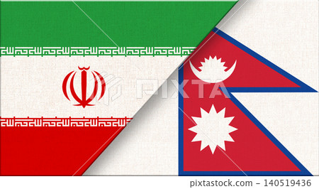 Double flag of Iran and Nepal on fabric texture. Iranian and Nepalese flag 140519436
