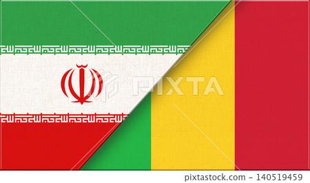 Double flag of Iran and Mali on fabric texture. Iranian and Malian flag Double flag of Iran and Mali on fabric texture. Iranian and Malian flag 140519459