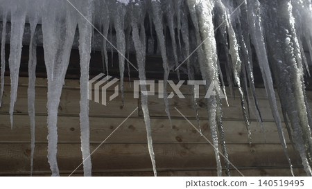 Ice Formations Caution. Sunlit Icicles On Roof Indicate Possible Slipping Hazards During Thaw . Media Ice Formations Caution. Sunlit Icicles On Roof Indicate Possible Slipping Hazards During Thaw . Media 140519495