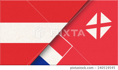 Double flag of Austria and Wallis and Futuna on fabric texture. Fabric Texture Double flag of Austria and Wallis and Futuna on fabric texture. Fabric Texture 140519545
