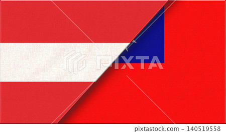Double flag of Austria and Taiwan on fabric texture. Flag of Austria and Taiwan Double flag of Austria and Taiwan on fabric texture. Flag of Austria and Taiwan 140519558