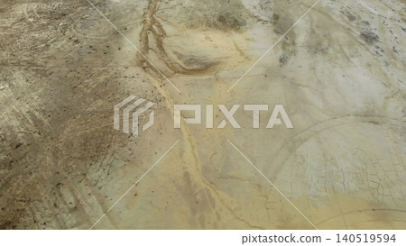 Desert Riverbed Patterns. High Vantage Point Highlighting Intricate Sediment And Erosion Designs. Media 140519594