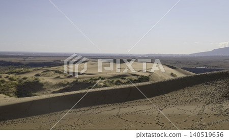 Desert Sand Sculptures. Serene Desert Landscape Featuring Textured Patterns And Soft Natural Lighting. Stock Clip 140519656