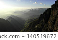 Sunset Mountain Vista. Photograph Capturing Grandeur Of Layered Valleys Beneath Glowing Sunset Sky. Media 140519672