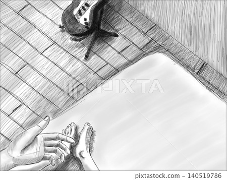 An illustration of a person looking at their hands (first-person perspective) An illustration of a person looking at their hands (first-person perspective) 140519786