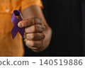 Support for health awareness with a ribbon held by a man 140519886