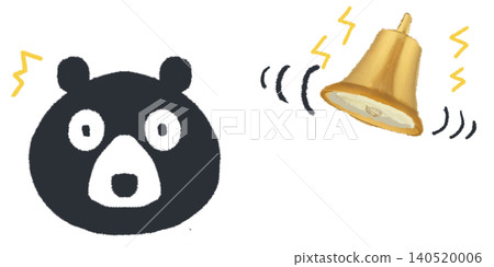 一幅插圖描繪了一隻熊被熊鈴聲驚嚇的情景。 140520006