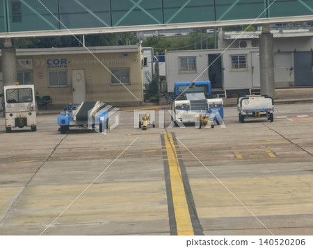 Cordoba, Argentina - April 20, 2026: Passenger aircraft and airport service operations at Taravella Airport. Cordoba, Argentina - April 20, 2026: Passenger aircraft and airport service operations at Taravella Airport. 140520206