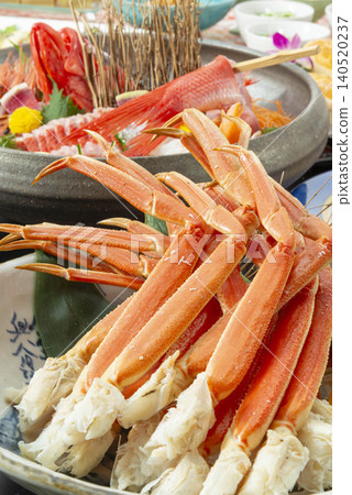 A high-class Japanese kaiseki meal featuring fresh snow crab legs. A high-class Japanese kaiseki meal featuring fresh snow crab legs. 140520237