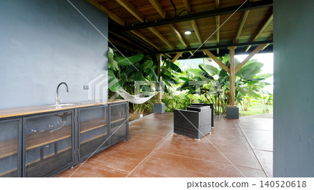 Costa rica eco lodge outdoor patio kitchen and hammock Costa rica eco lodge outdoor patio kitchen and hammock 140520618