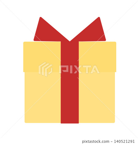 Flat design illustration of a yellow gift box and ribbon 140521291