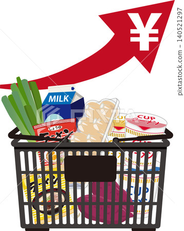 裝在黑色籃子裡的食品價格正在上漲 裝在黑色籃子裡的食品價格正在上漲 140521297