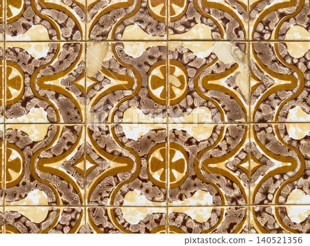 Vintage Weathered Portuguese Azulejo Tile Pattern Vintage Weathered Portuguese Azulejo Tile Pattern 140521356