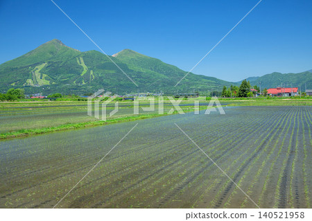 萬代山和當地列車 萬代山和當地列車 140521958
