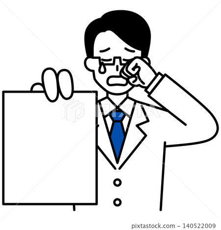 A male doctor cries while showing documents. A male doctor cries while showing documents. 140522009