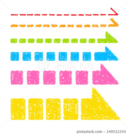 Hand-drawn crayon-style arrow set of various thicknesses 140522243