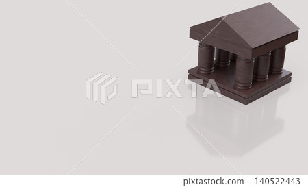 Wooden Classical Bank Building Finance Concept 3d render. Wooden Classical Bank Building Finance Concept 3d render. 140522443