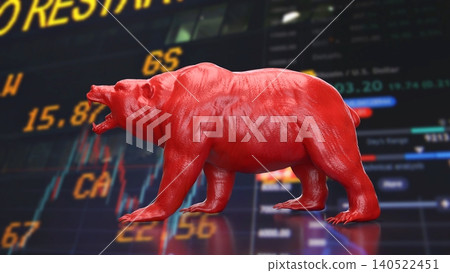 Red Bear Market Warning On Digital Trading Screen 3d render. Red Bear Market Warning On Digital Trading Screen 3d render. 140522451