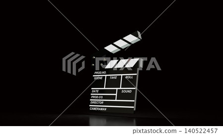 Dramatic Movie Clapperboard On Dark Studio Background 3d render. 140522457