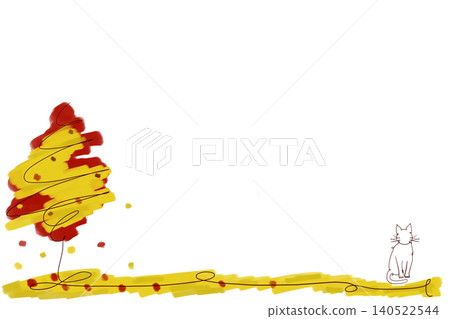 Abstract autumn leaves and a cat Abstract autumn leaves and a cat 140522544