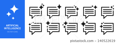 Icons for Improving messages using AI sparkle set artificial intelligence symbols star frames design Icons for Improving messages using AI sparkle set artificial intelligence symbols star frames design 140522619