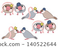A set illustration of a cinnamon finch and a silver finch for Tanabata (Star Festival). 140522644