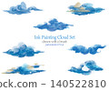 Japanese-style watercolor cloud illustration PNG transparent material | Blue clouds, Japanese pattern design, background decoration 140522810
