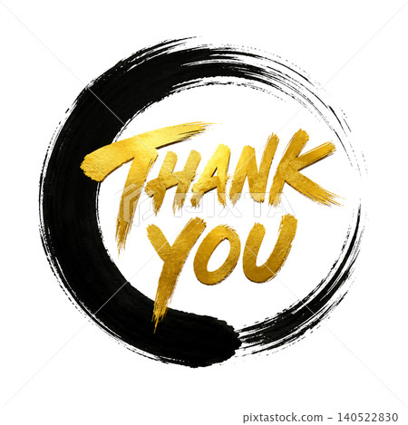 THANK YOU / Gold lettering, black circle design - Thank you message material THANK YOU / Gold lettering, black circle design - Thank you message material 140522830