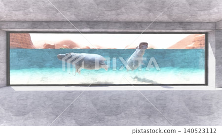 A 3DCG illustration of a hippopotamus at a zoo, swimming in the water and relaxing. No human figures are included. A 3DCG illustration of a hippopotamus at a zoo, swimming in the water and relaxing. No human figures are included. 140523112