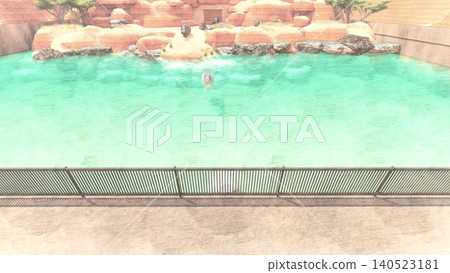 A 3DCG illustration of a hippopotamus at a zoo, swimming in the water and relaxing. No human figures are included. A 3DCG illustration of a hippopotamus at a zoo, swimming in the water and relaxing. No human figures are included. 140523181