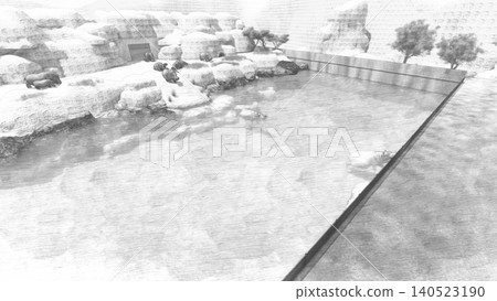 A 3DCG illustration of a hippopotamus at a zoo, swimming in the water and relaxing. No human figures are included. A 3DCG illustration of a hippopotamus at a zoo, swimming in the water and relaxing. No human figures are included. 140523190